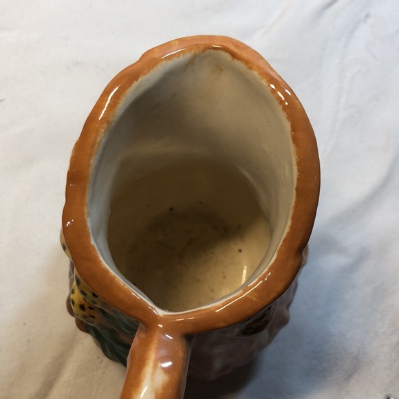 Vintage Pottery Tree Stump Bark Mushrooms Pitcher hand made signed - Picture 11 of 13